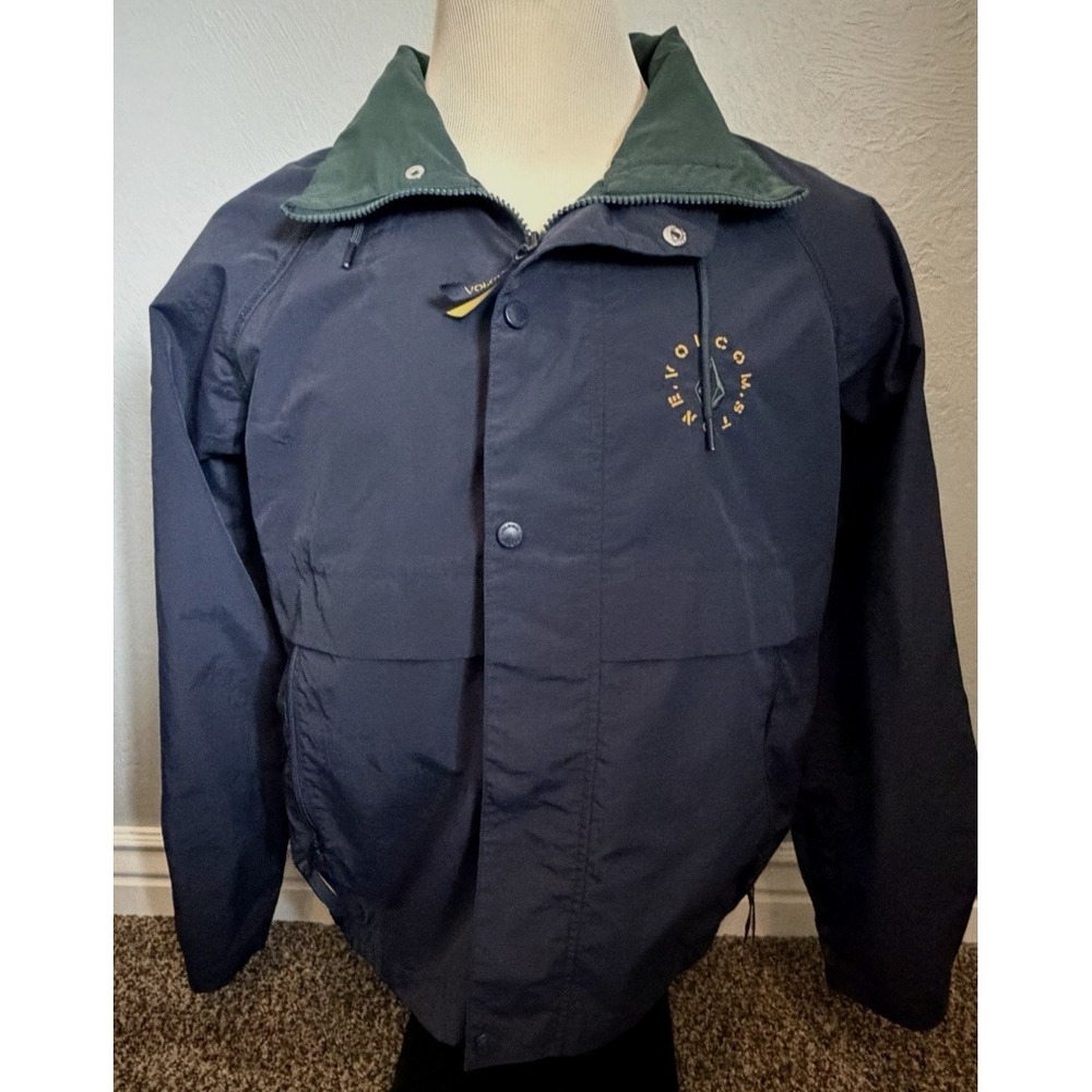 Y2K Volcom Skateboard Windbreaker Jacket Mens Sz Small Navy Blue Water Resistant